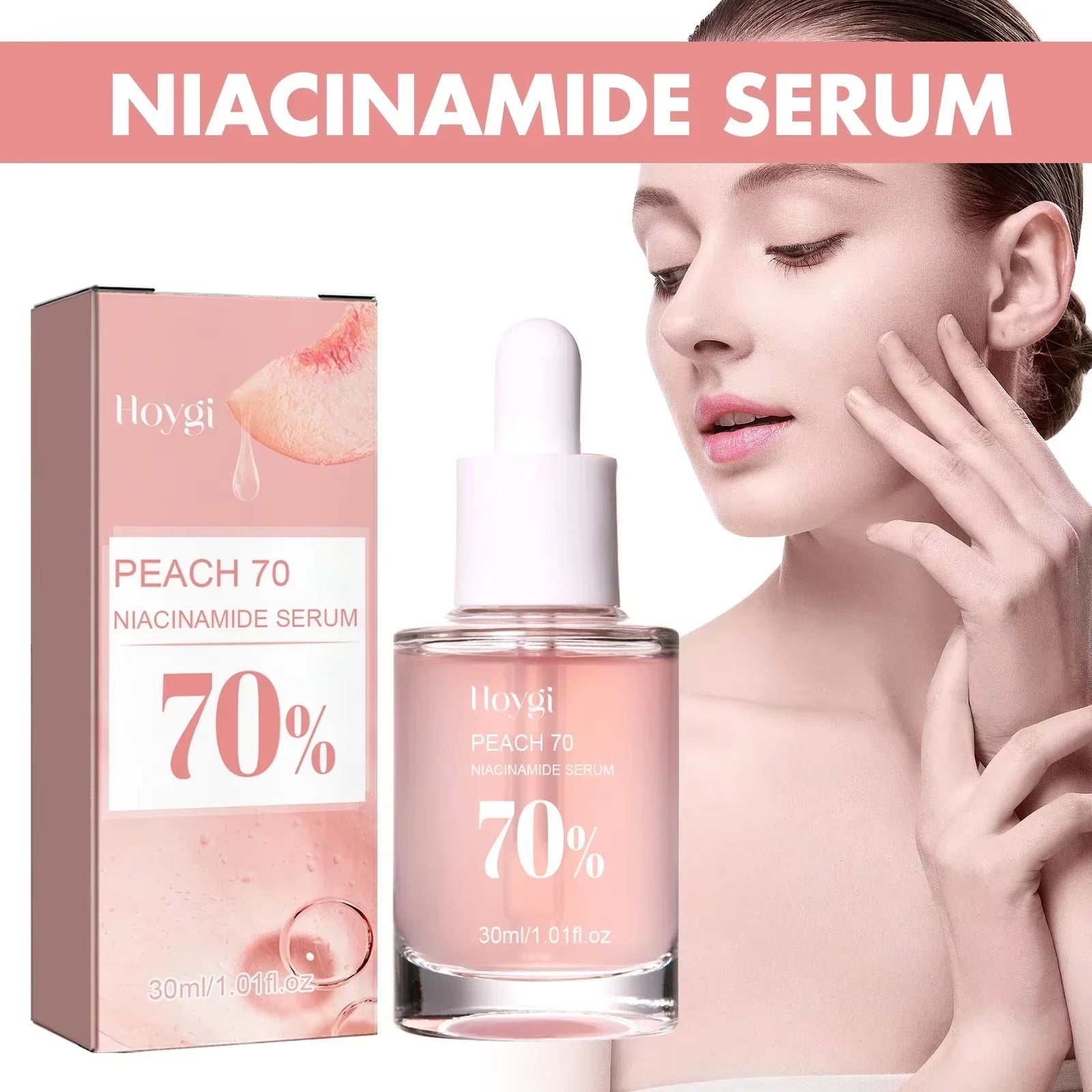 Peach 70% Niacinamide Facial Serum Brightening Skin Care Moisturzing Shrink Pores Smooth Fade Melanin Dark Spot Remover Serum